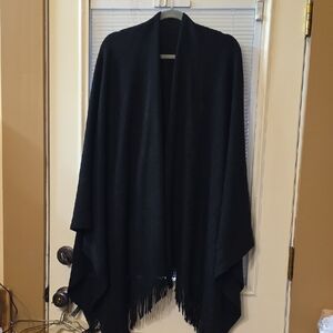 Elegant Black Shawl with Fringe